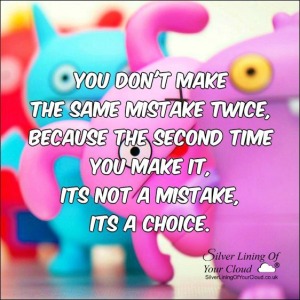 You don't make the same mistake twice, because the second time you make it, its not a mistake, its a choice. 