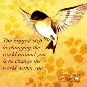 The biggest step in changing the world around you is to change the world within you. 